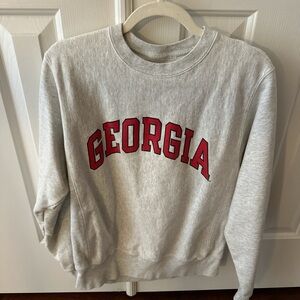 Gray Georgia Sweatshirt with Red Lettering